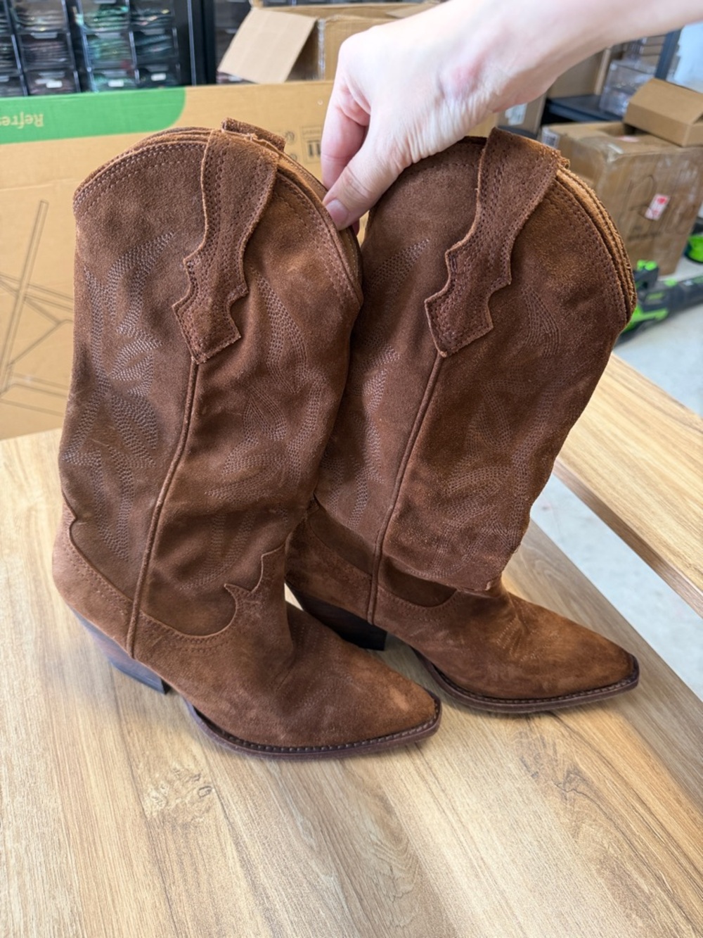 Thursday Boot Company Women's Brown Suede Cowboy Boots